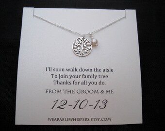 Mother of The Groom Necklace - Mother of the Groom Gifts, Family Tree, Wedding Gifts, Wedding Jewelry, Mother of the Groom Presents, Silver