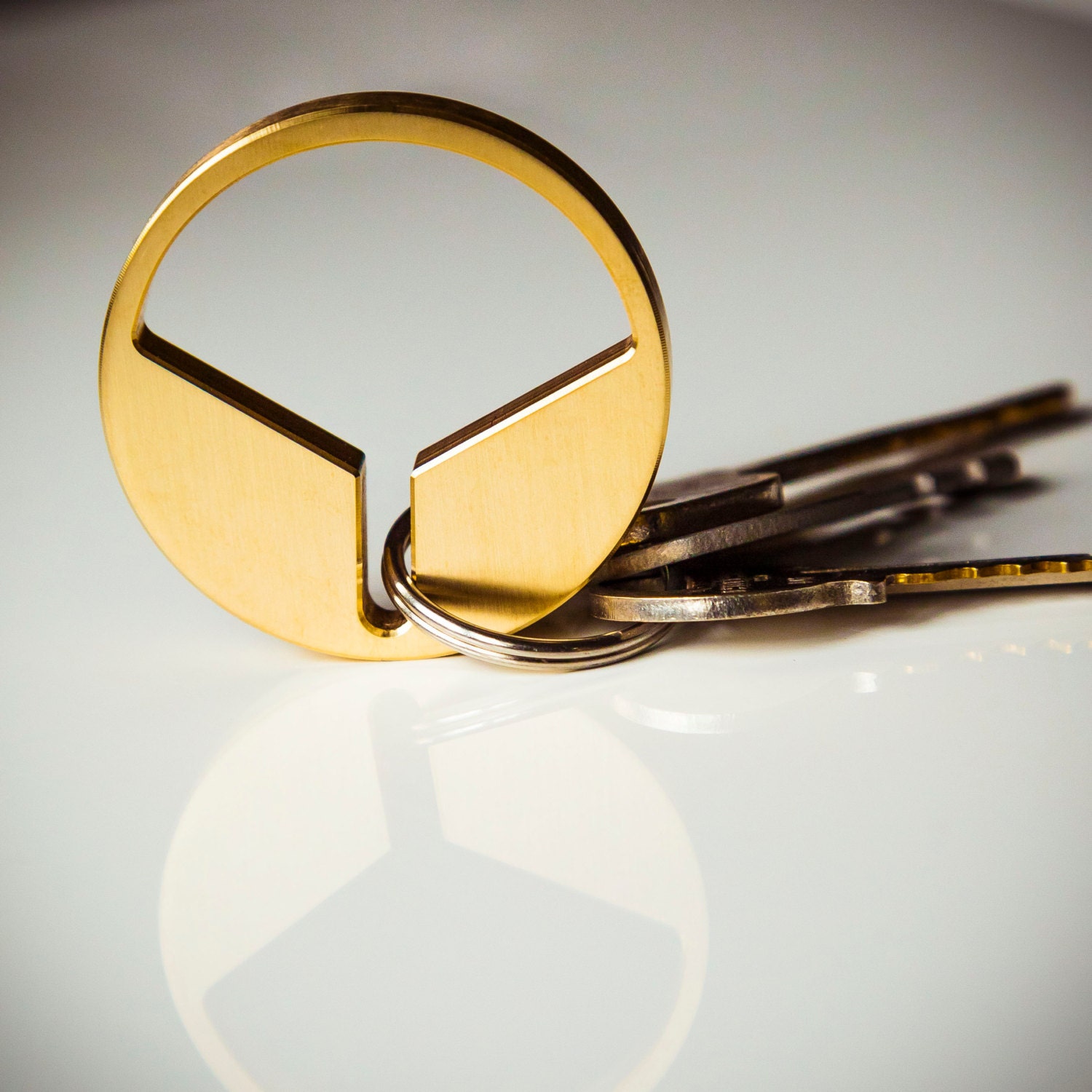 Modern Minimalist Keychain CNC Machined Bronze by FutureRelic