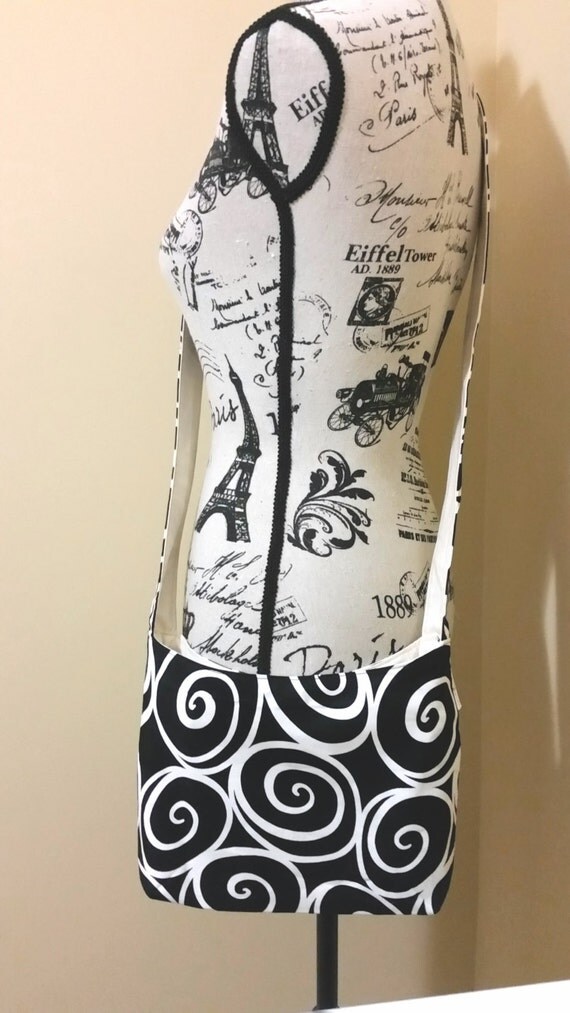 Small Crossbody Bag in Black and White Swirls Print