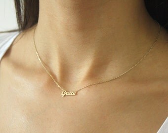 FLASH SALE 35% Tiny Name Necklace / Personalized Gold Name Necklace / Personalized Jewelry / Bridesmaids Gift / Mother's Day Gift