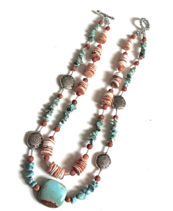 Turquoise necklace Spiny Oyster necklace Spiny Oyster shell