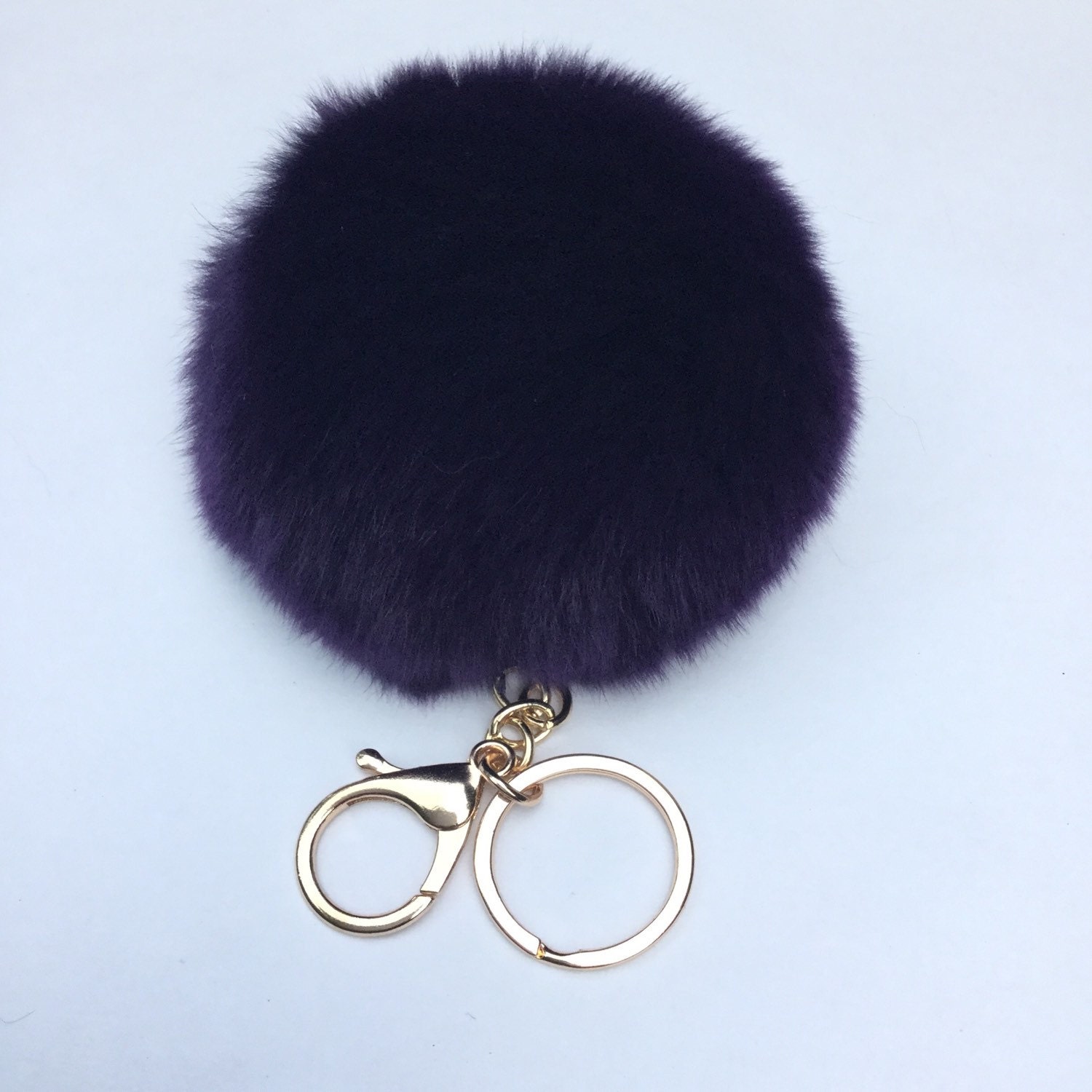 pom fur keychain rabbit pom Deep fur by pom purple puff pom ball Fur New keychain YogaStudio55