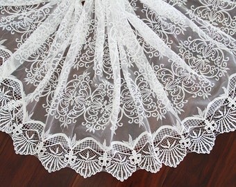 1 yard 3D wedding lace fabric, Ivory lace fabric,flower lace,Floral lace for bridal veil,for DIY dress,width 130 cm(95-44)