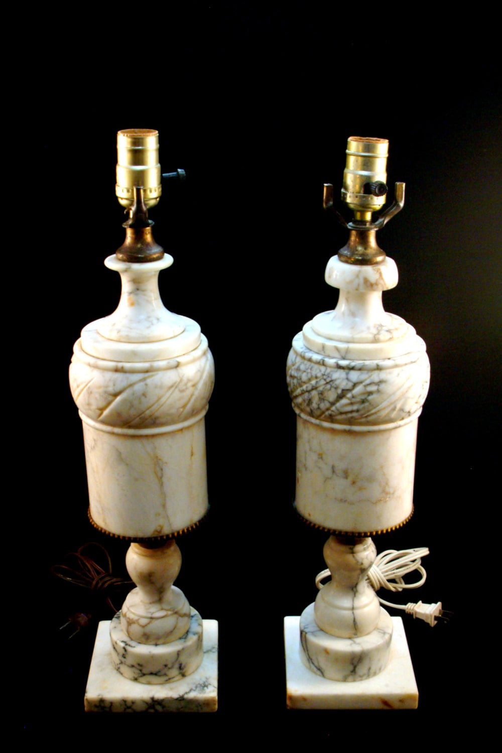 Pair Vintage Marble Lamps by GoodmansInteriors on Etsy