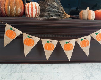 Pumpkin Banner, Thanksgiving Decor, Thanksgiving Burlap Banner, B098