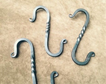S Hooks, Handforged Hooks, Iron S Hooks, Hooks with Twist, Blacksmith S Hooks, Iron Forged Hooks, Burnt Whisker Forge, Plant Hanger, Iron