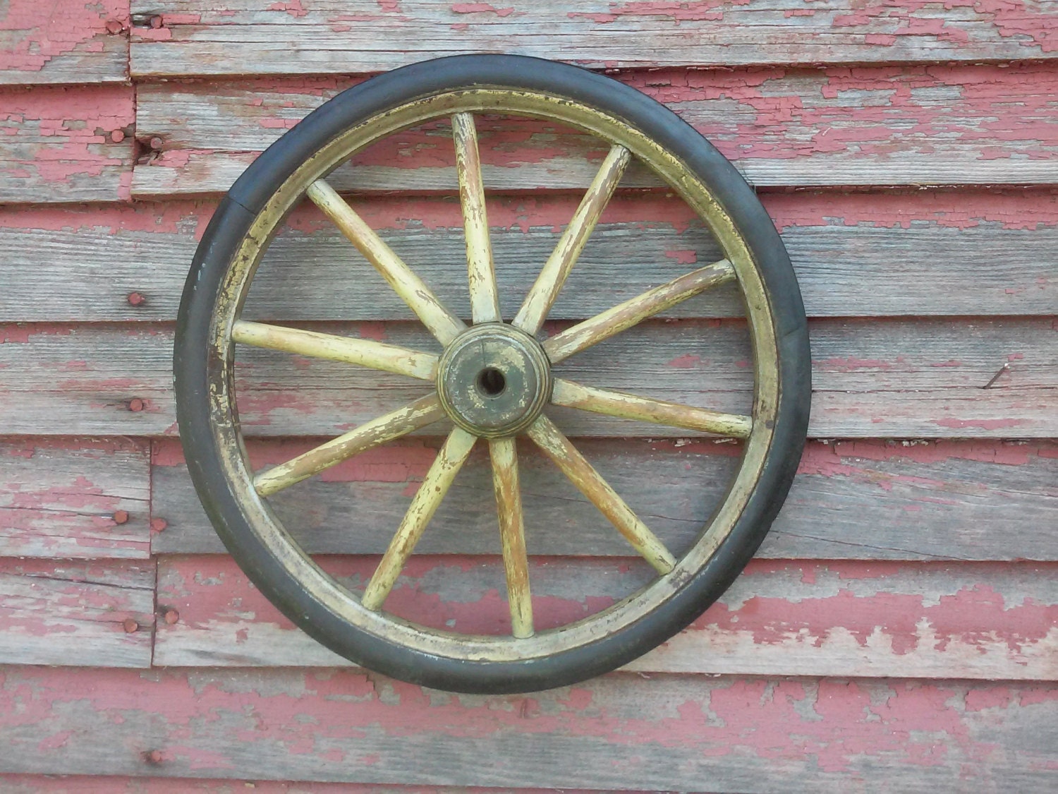 Antique Wooden Spoke Wheel. 10 Spokel Carrage by theuglyottoman