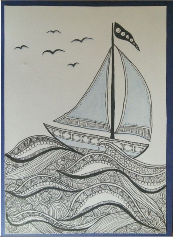 Items Similar To Sailboat Zentangle Card On Etsy Il 570xN.818368816 Cdj9