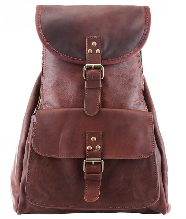 Leather Backpack Rucksack in Vintage Brown by MAHI Leather