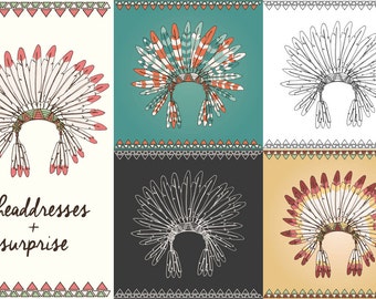 5 Indian Chief Headdresses + gift