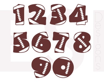 Football numbers SVG, DXF, EPS, cutting files for use in Silhouette studio and Cricut Design Space. Vinyl cut files, monogram files.