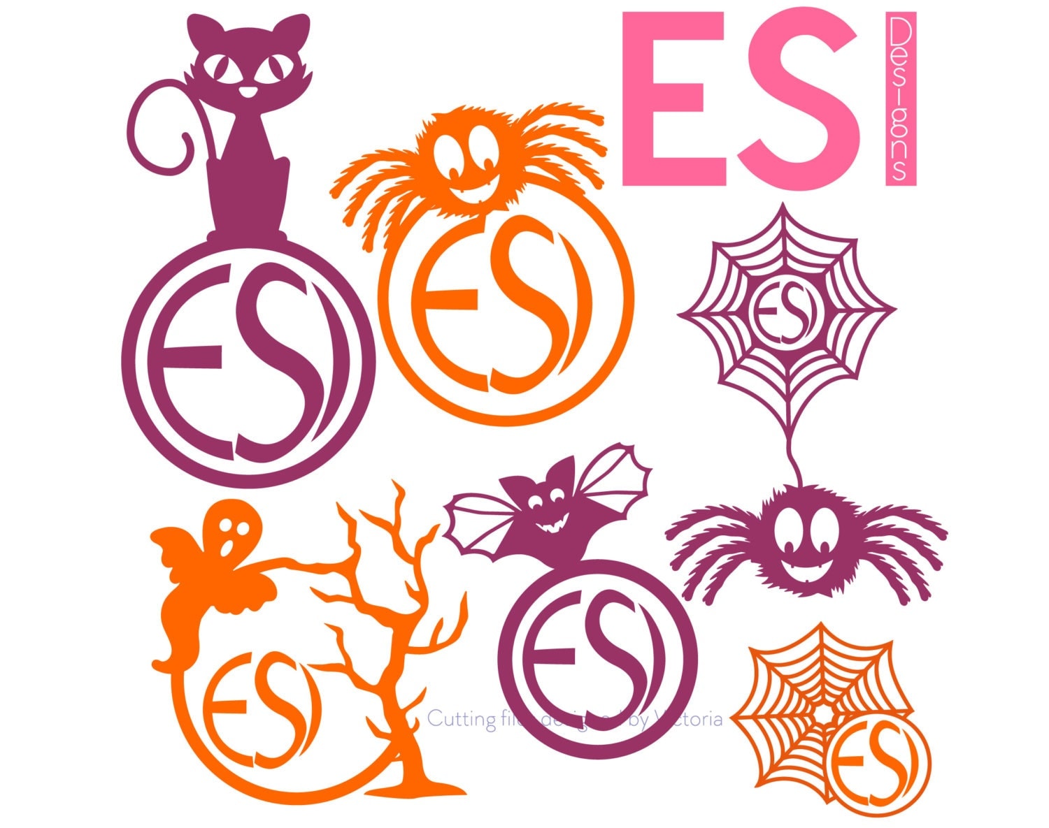 Download Halloween monogram frames SVG DXF EPS Bundle by ...