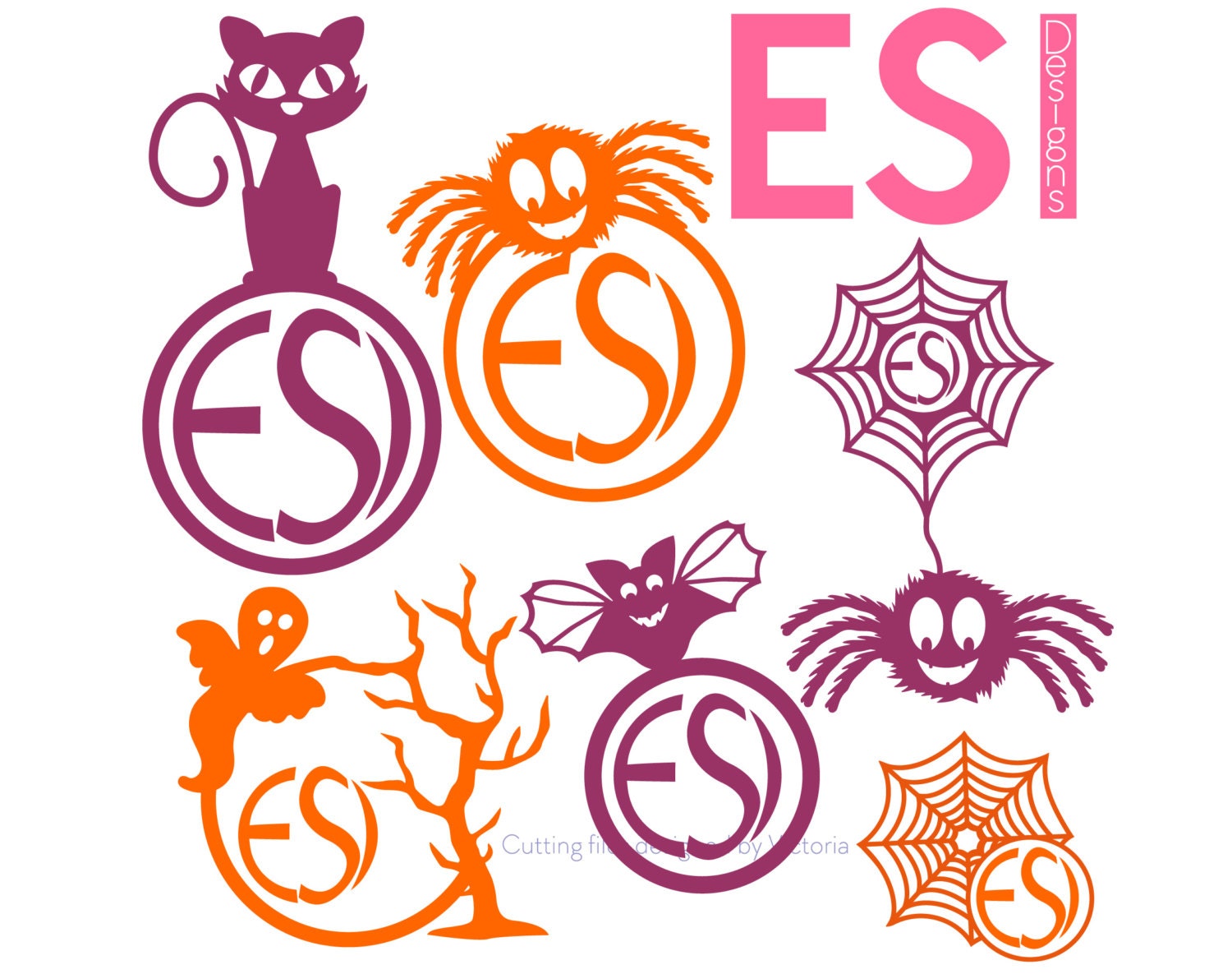 Download Halloween monogram frames SVG DXF EPS Bundle by ESIdesignsdigital