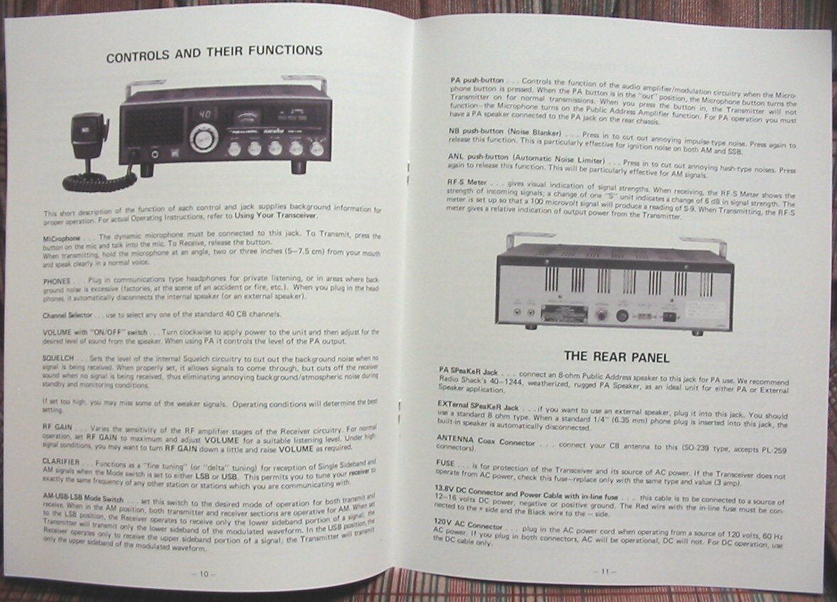 RARE Realistic TRC458 Navaho CB Radio Owners Manual