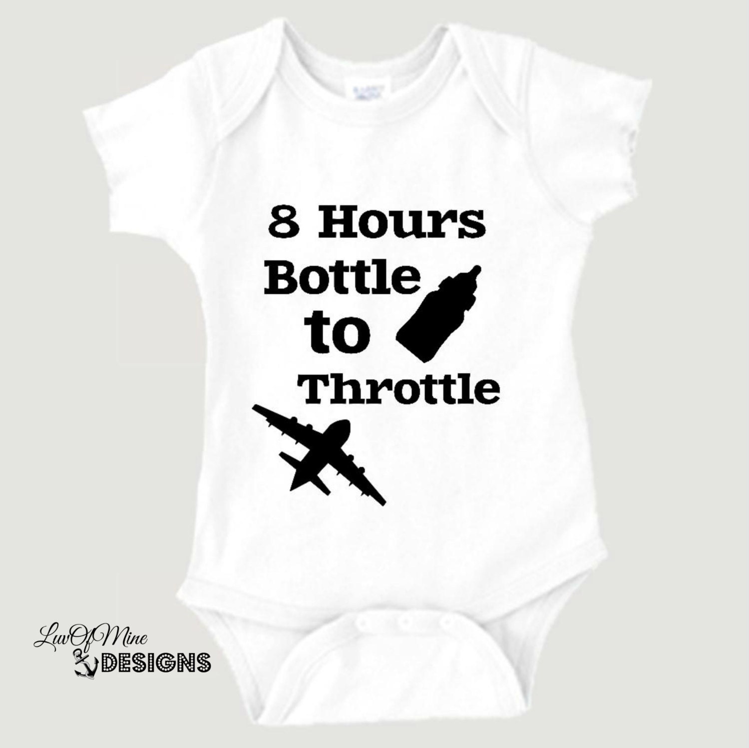 Cute Baby Bodysuit 8 Hours Bottle to Throttle Pilot Baby