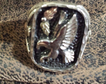 Sterling silver and 12k eagle ring