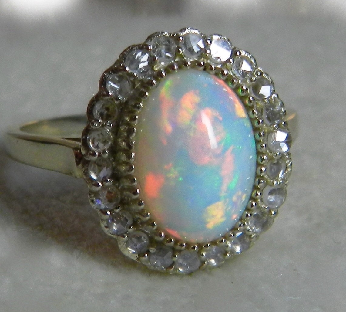 Antique Opal Ring 1.50 Carat Fine Opal Engagement Ring