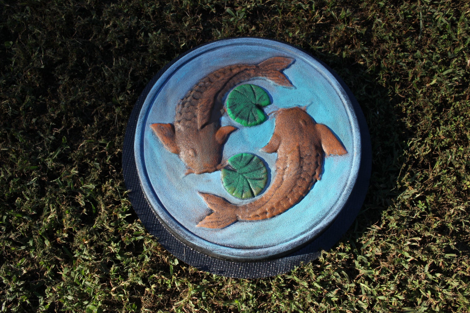 Concrete mold to make a Koi Fish Stepping Stone by Statuarymolds