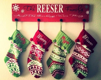Personalized stocking holder, Christmas stocking holder, Christmas sign decor
