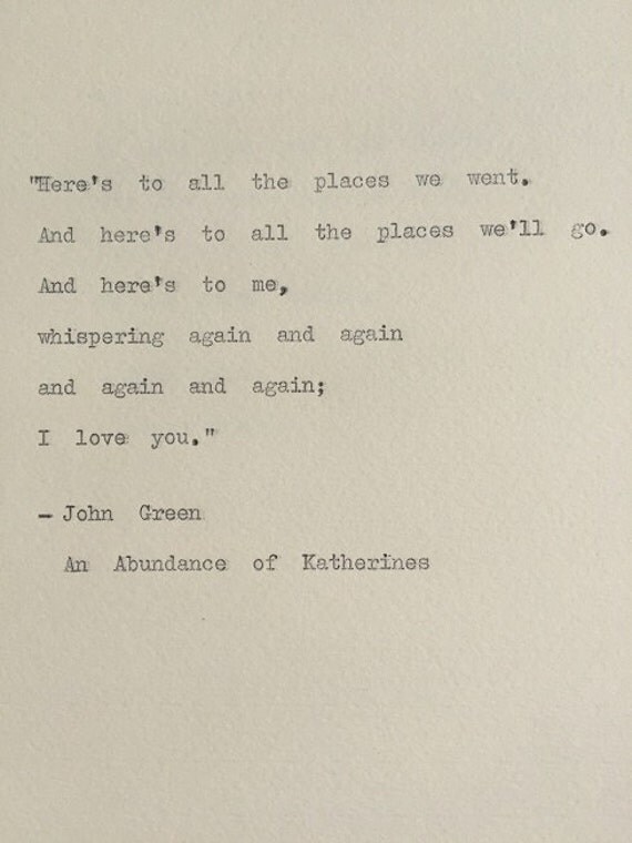 John Green I Love You Typewriter Quote by BookishGifts on Etsy