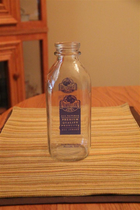 Promised Land Dairy 32 Ounce Oz Milk Bottle Glass Floresville