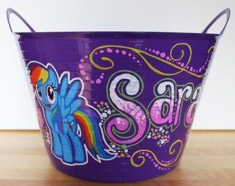 Rainbow Dash Personalized Large Tub Hand Painted Easter basket