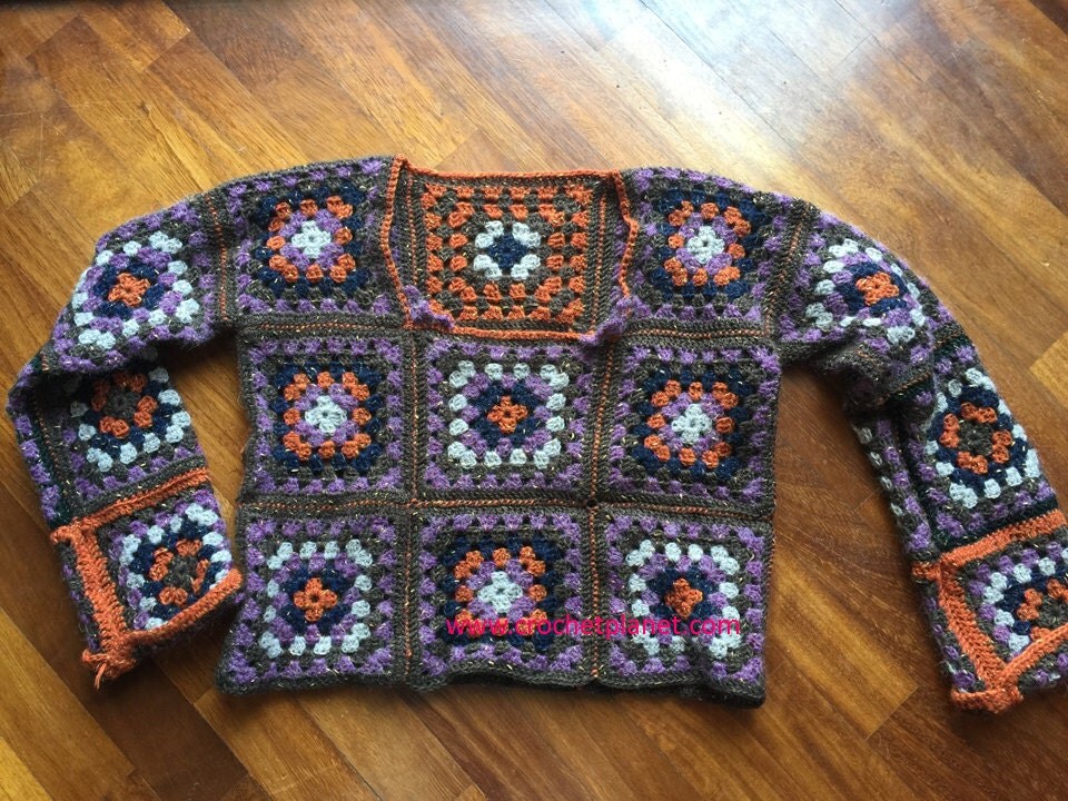 Granny square sweater crochet patterns jumper guernsey