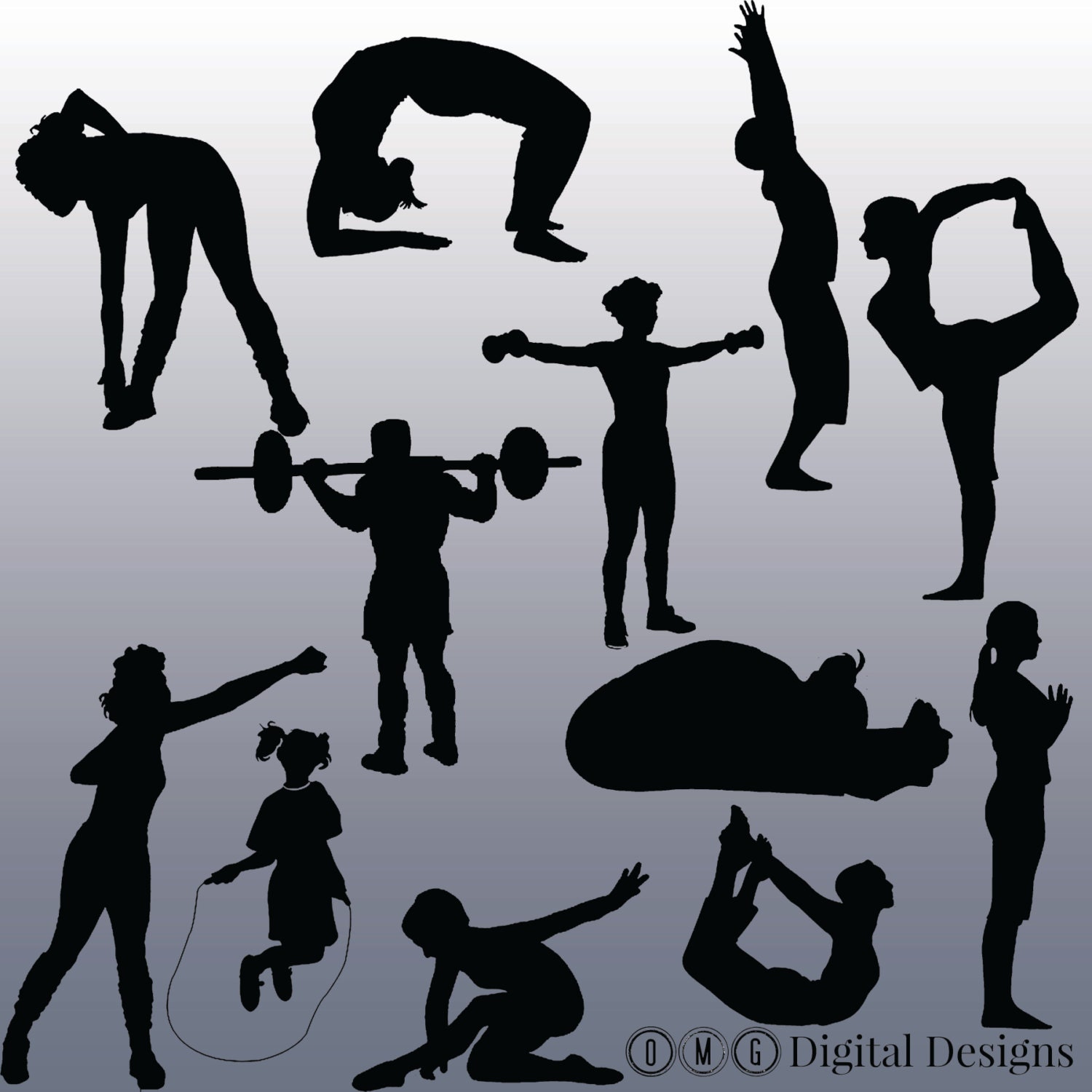 12 Exercise Silhouette Clipart Images Clipart Design