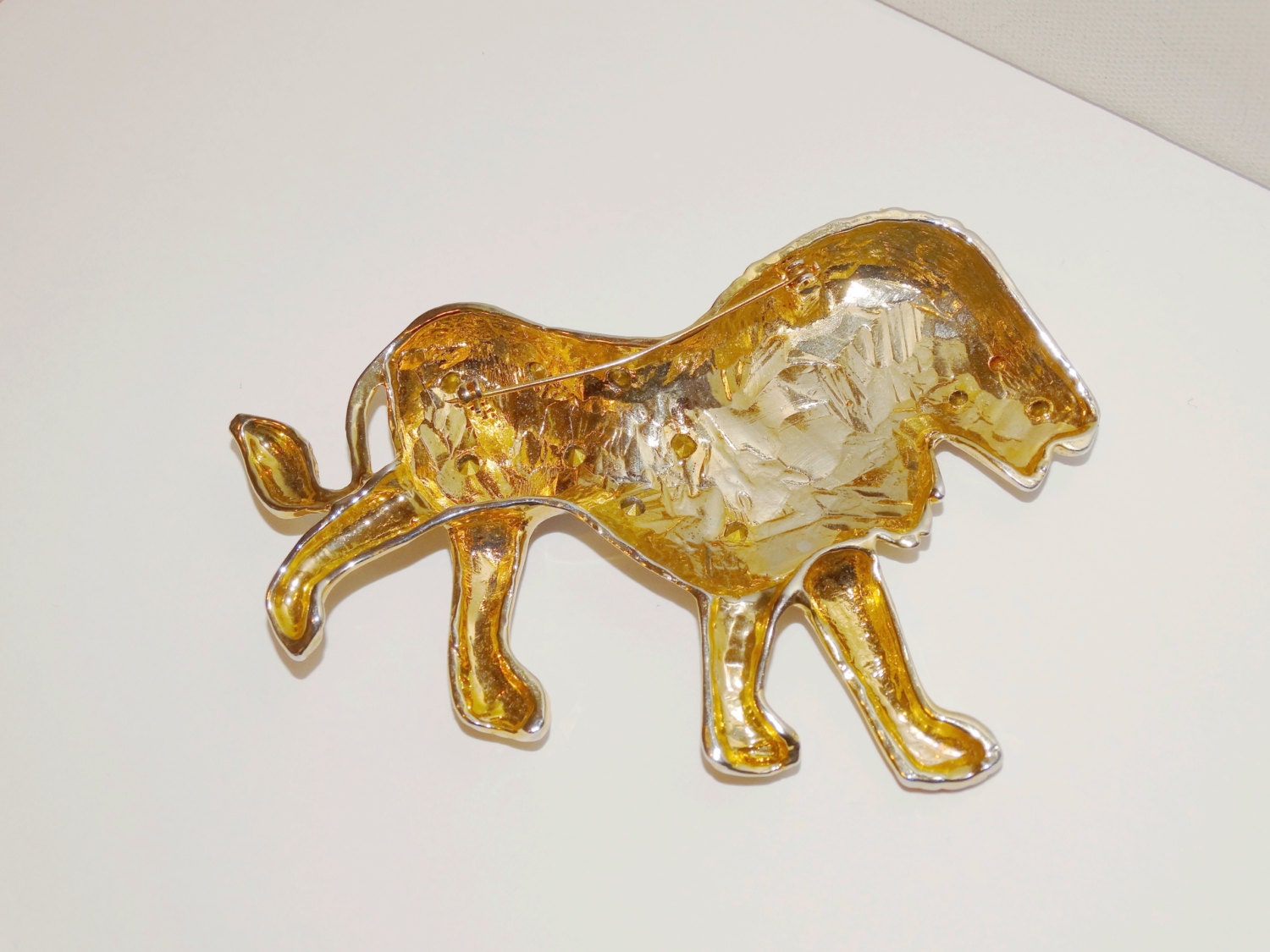 Vintage Custom LION Brooch with Rhinestones by TreasureHuntingSpot