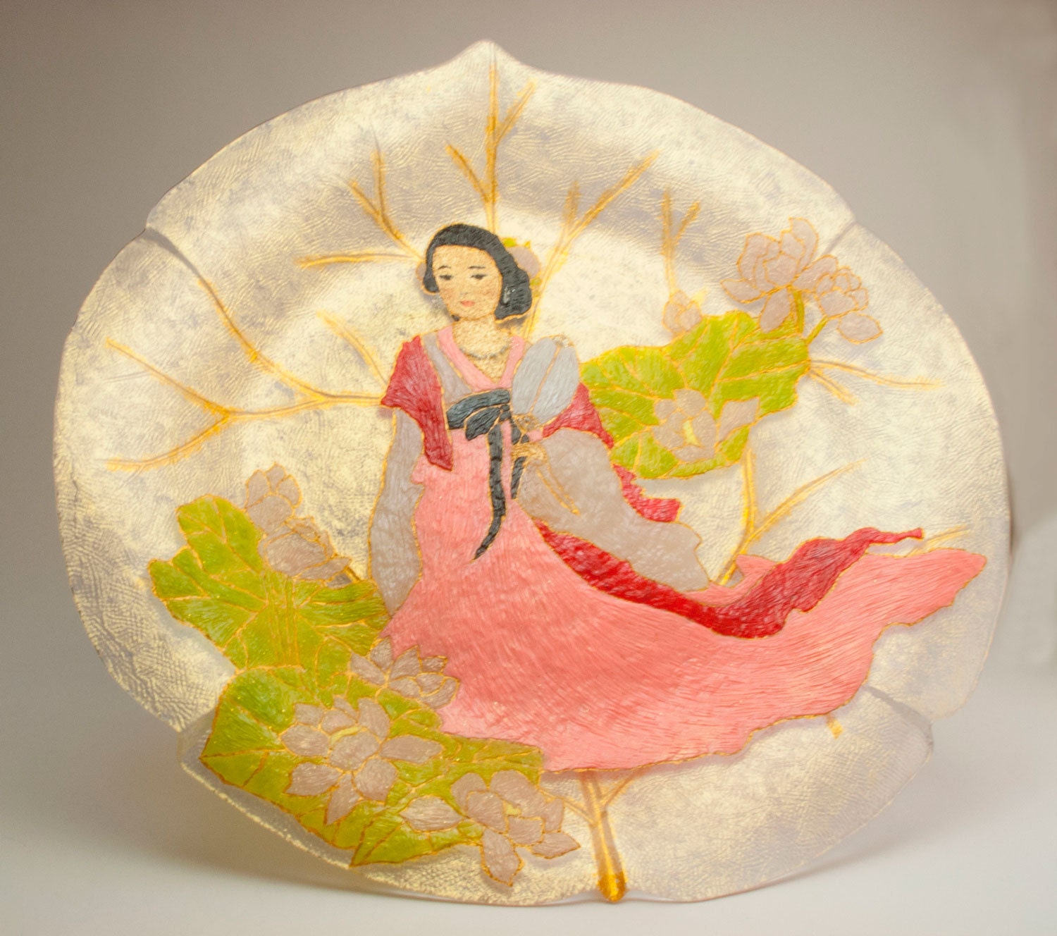Decorative Wall Plate Japanese and lilies made by ArtDollClayDecor