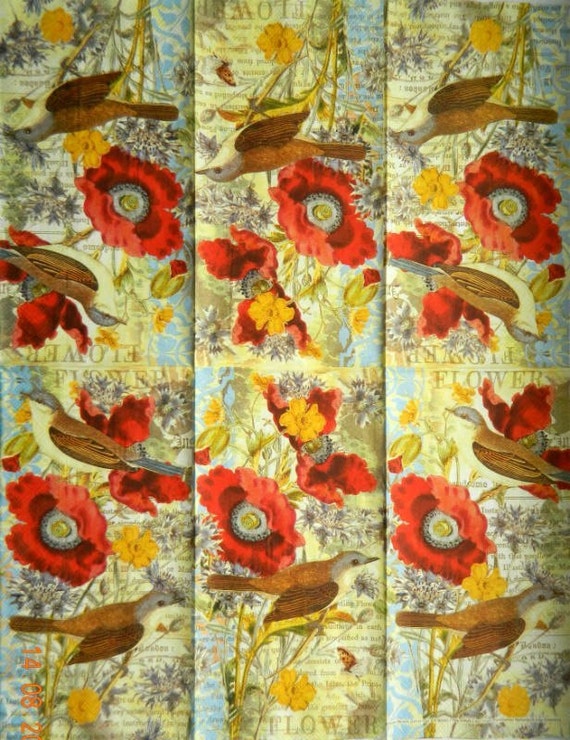 napkins paper decoupage usa Decoupage of paper Birds Set and 2 napkins flowers napkins