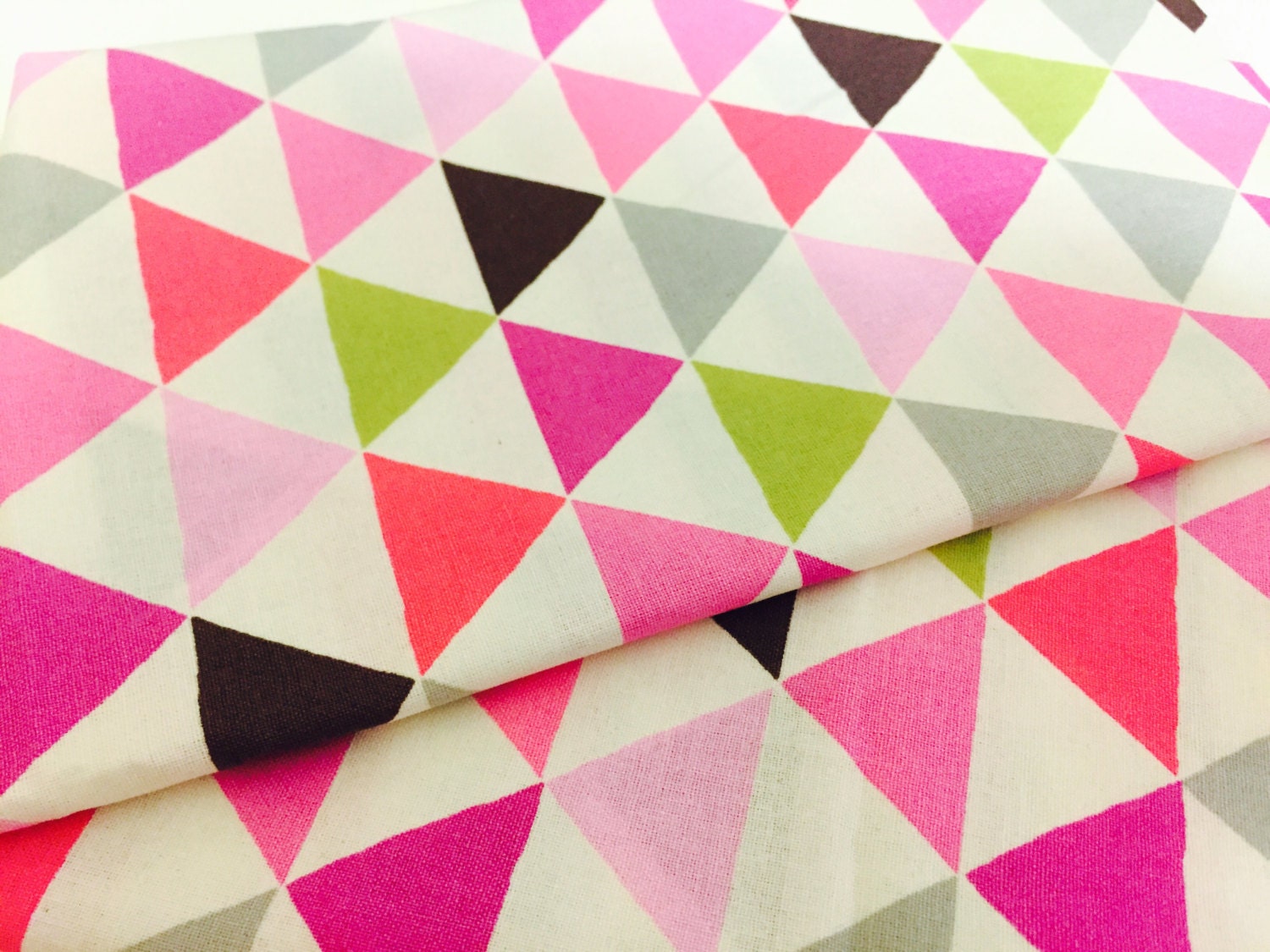 Bold Triangle Nursery Fabric Pink and Purple Geometric