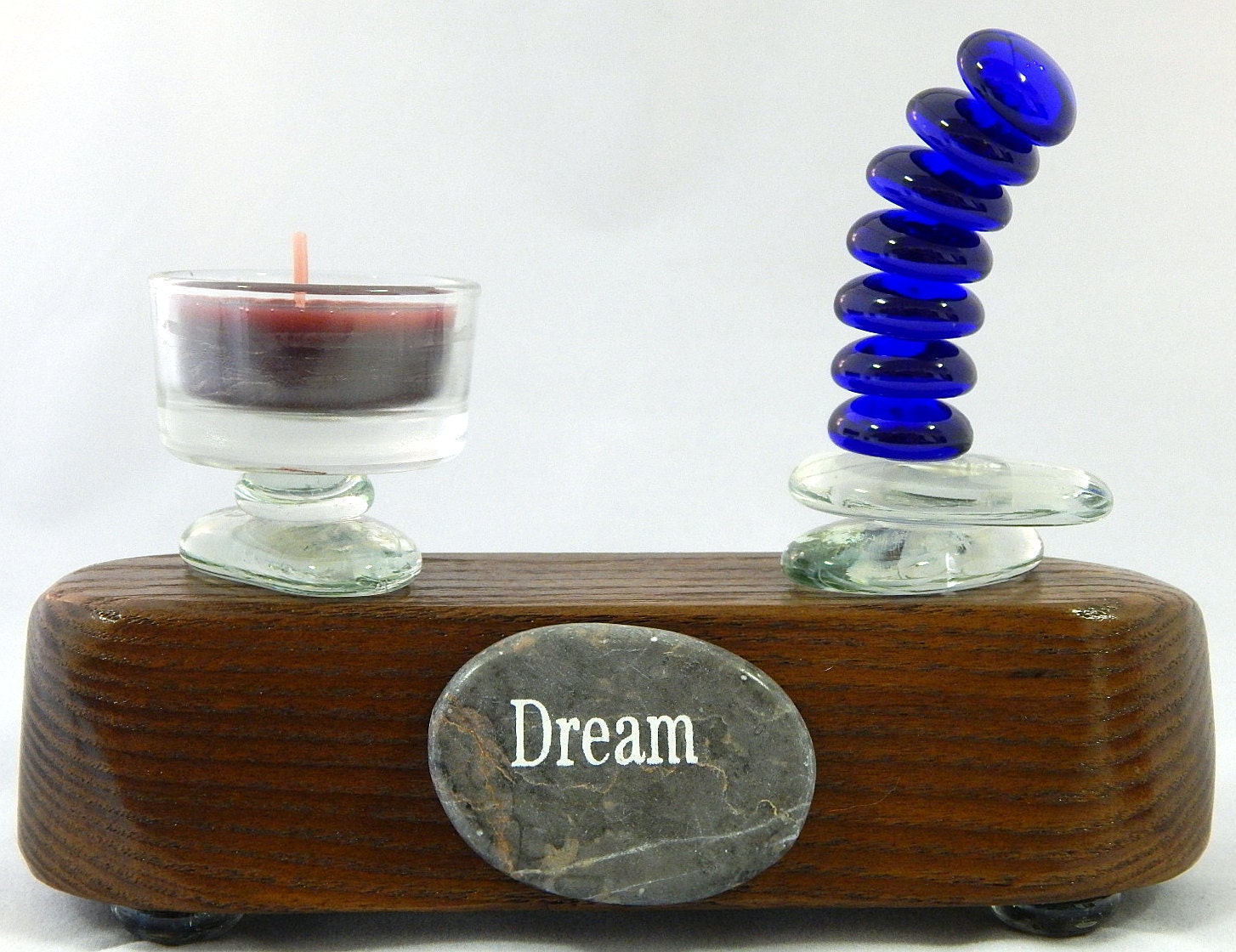 Glass Wood Stone Executive Desk Ornament Balance Stack