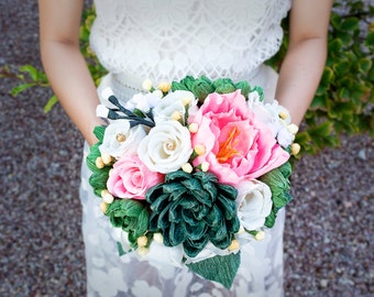 Handmade crepe paper flower bouquet, paper flowers, wedding bouquet, bridesmaid bouquet, decoration, Summer, Spring, bridal bouquet
