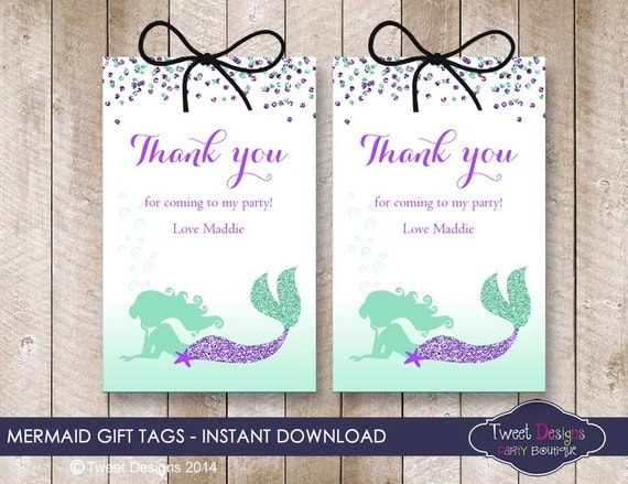 Mermaid Favor Tag, MERMAID Gift Tags, Mermaid Party ...