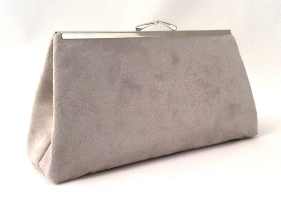 pale grey patent clutch bag