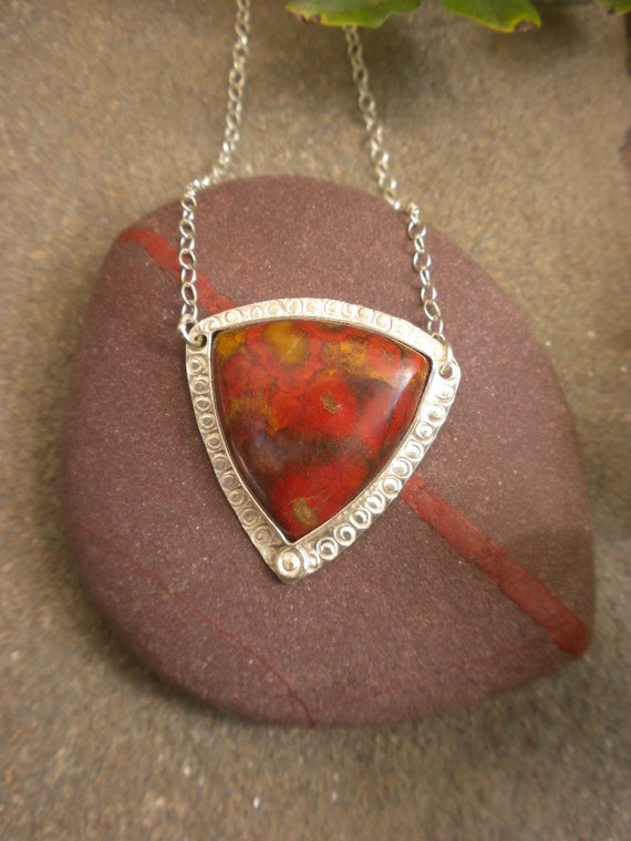 RESERVED Hill Poppy Jasper Pendant in Silver
