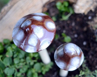 Toasty Mallow Ceramic Mushroom. Clay Mushroom. Fairy Garden Accessory.