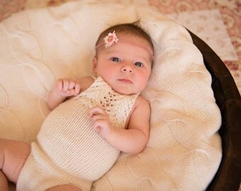 Newborn lace romper and bonnet, authentic Zoe and Oliver design