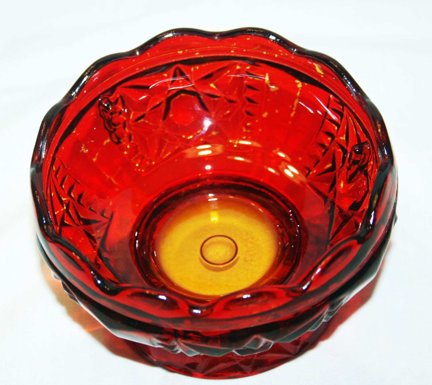 Vintage Footed Candy Dish Bowl Ruby Red by