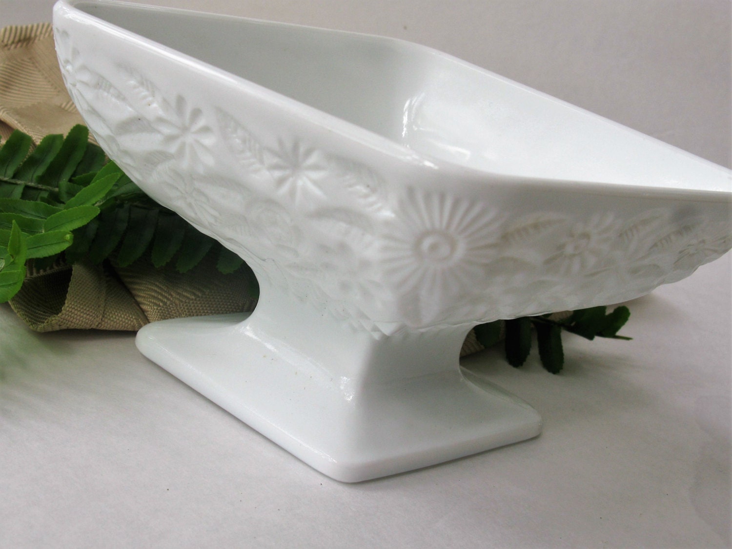 Milk Glass Diamond Shaped Candy Dish Haute Juice
