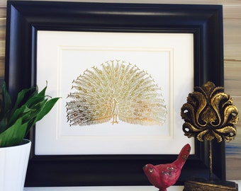 Peacock decor, art prints, Peacock art, peacock decor, gold foil print, home decor, Peacock wall art, birds