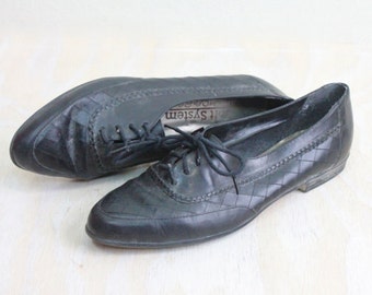 Vintage Black Leather Oxfords Sz 8.5Narrow