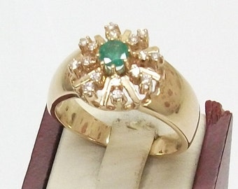 Gold Ring 585 diamond brilliant Emerald 19.8 GR106