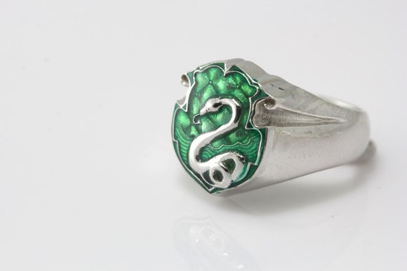 New Hogwarts slytherin crest Ring Silver Mens by CNXSilverRing