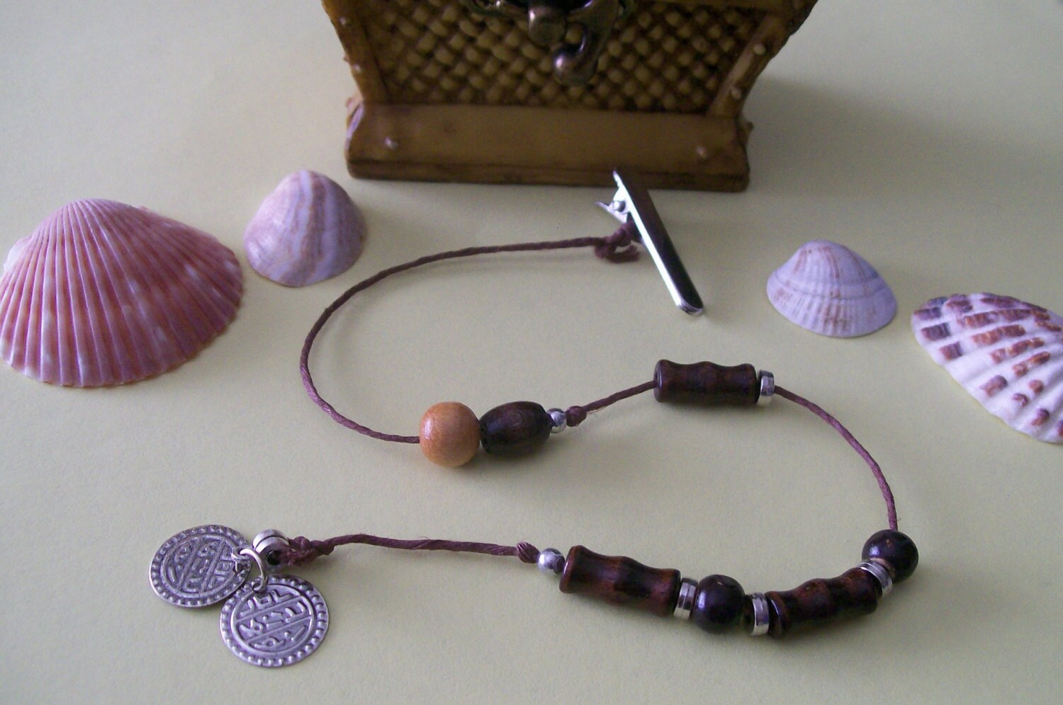 Jack Sparrow Hair Clip Bamboo Beads with Coins