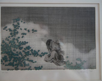 Nice framed engraving by Yannick Ballif - 1978