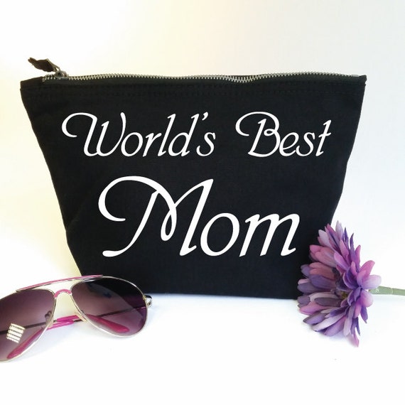 World's Best Mom Makeup Bag. Cosmetic Bag. Toiletry Bag.