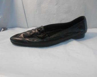 Vintage Cole Haan Black Leather Tassel Loafers Men's Size 12 M