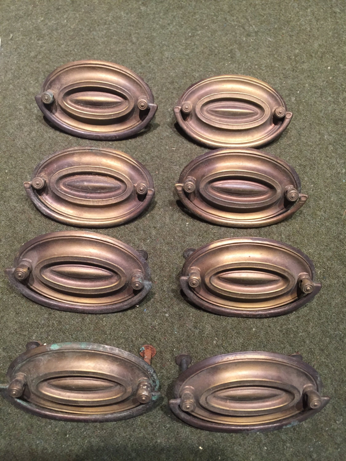 Antique Brass Hepplewhite Drawer Pulls Set of 8 Haute Juice